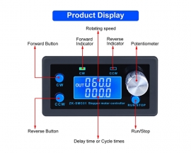 DC 5-30V CNC Stepper Motor Controller, 1/128 Micro-Step Resolution Forward Reverse Delay Time Angle Speed Adjustable Stepper Motor Control Module with HD Display Suit for Nema17/23 Motor